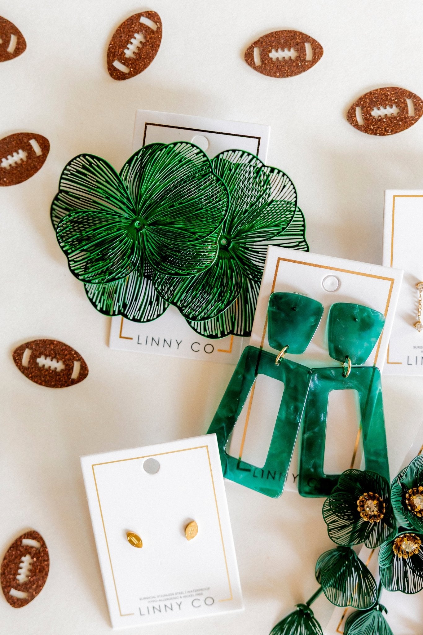 Erica Statement Earrings - Green - LINNY CO WholesaleMetal
