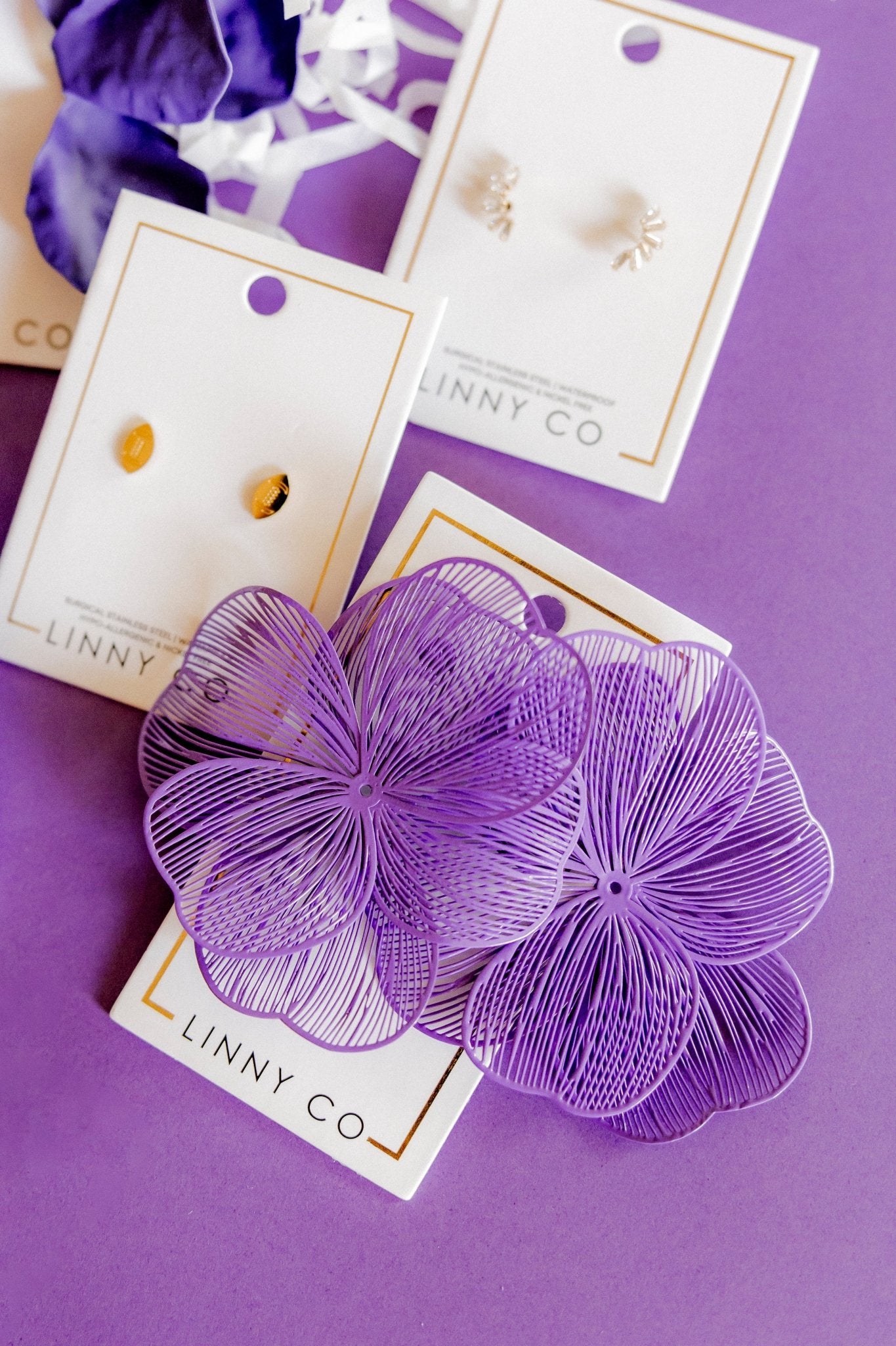 Erica Statement Earrings - Purple - LINNY CO WholesaleMetal