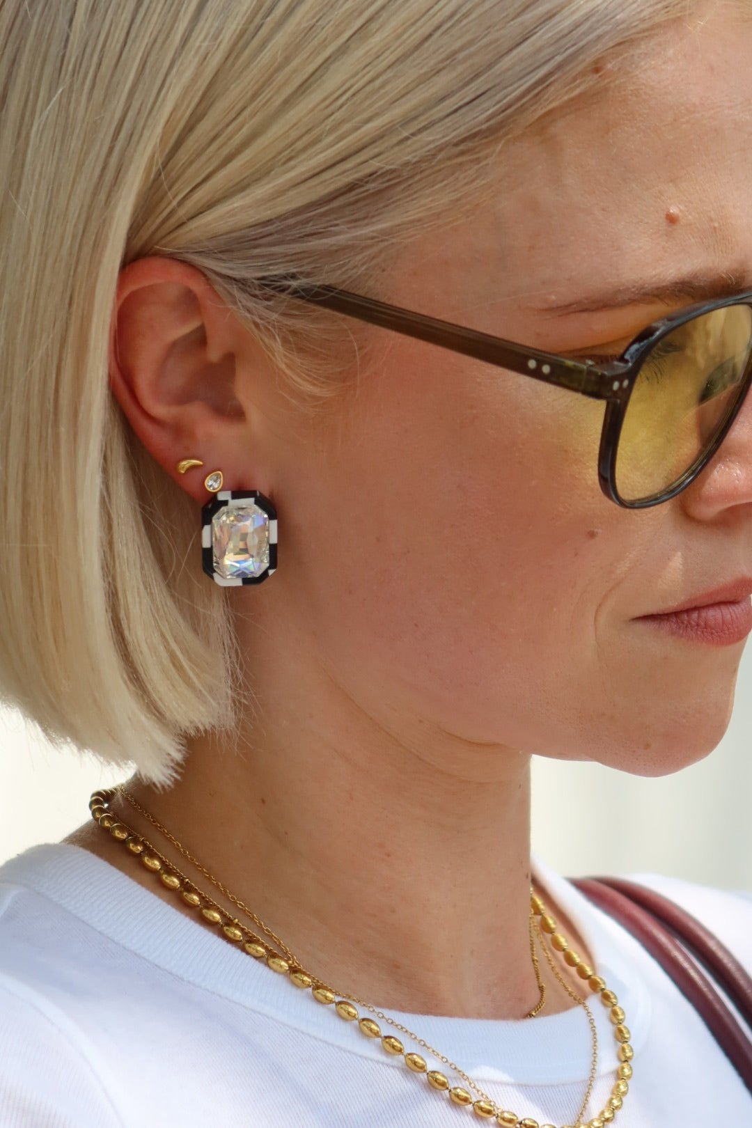 Eva Statement Earring - Black & White - LINNY CO Wholesale