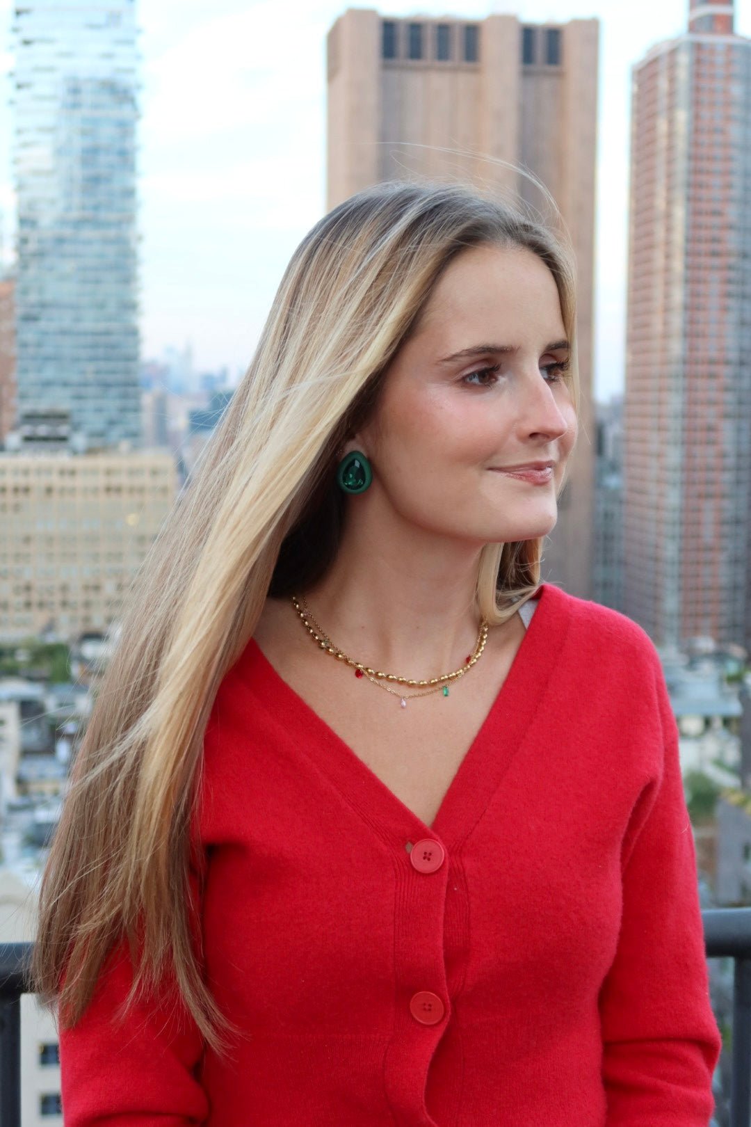 Eva Statement Earring - Green Pear - LINNY CO Wholesale