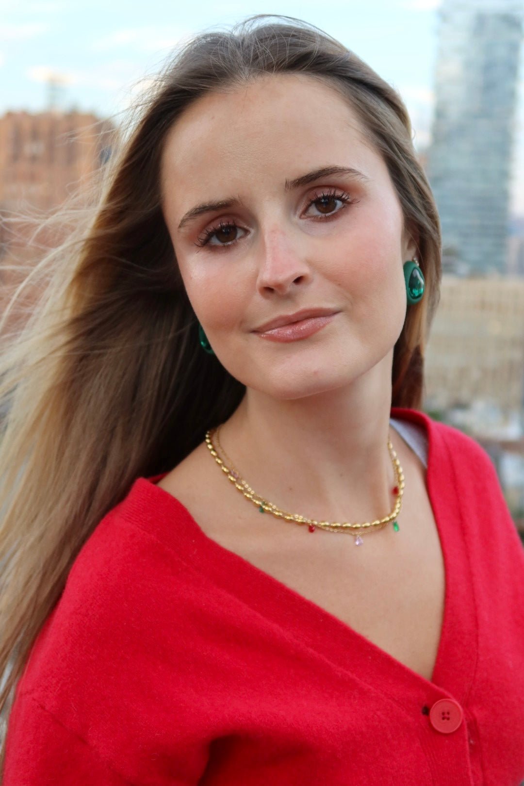 Eva Statement Earring - Green Pear - LINNY CO Wholesale