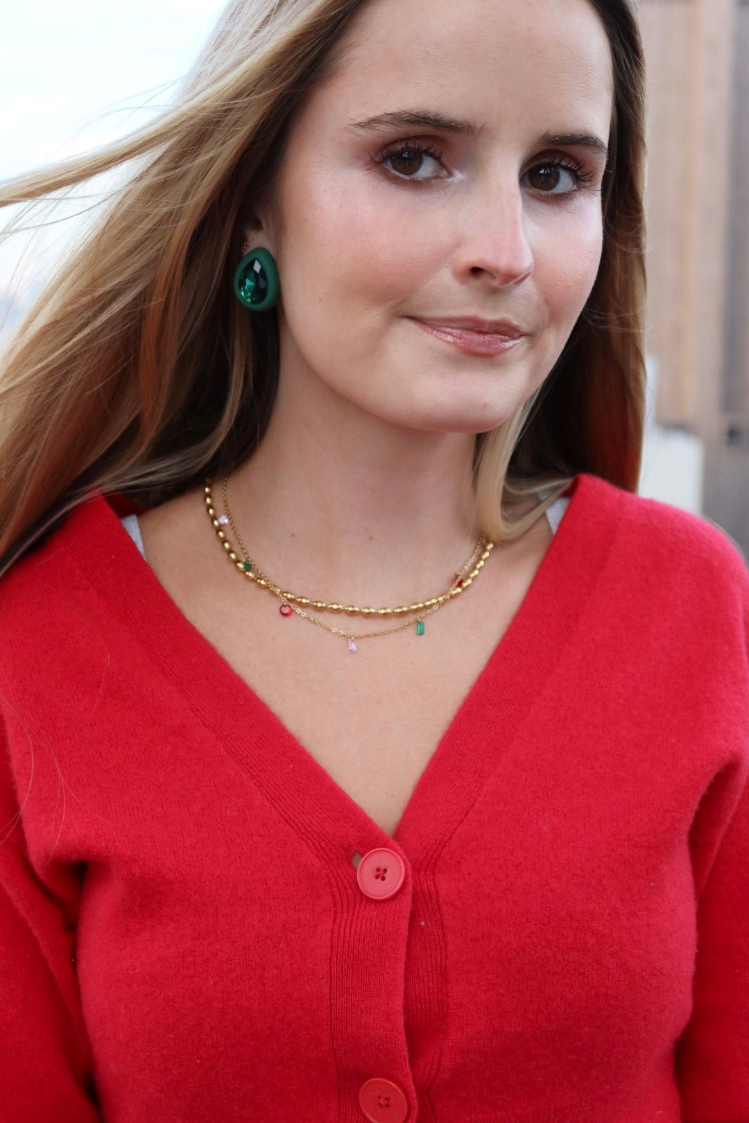 Eva Statement Earring - Green Pear - LINNY CO Wholesale