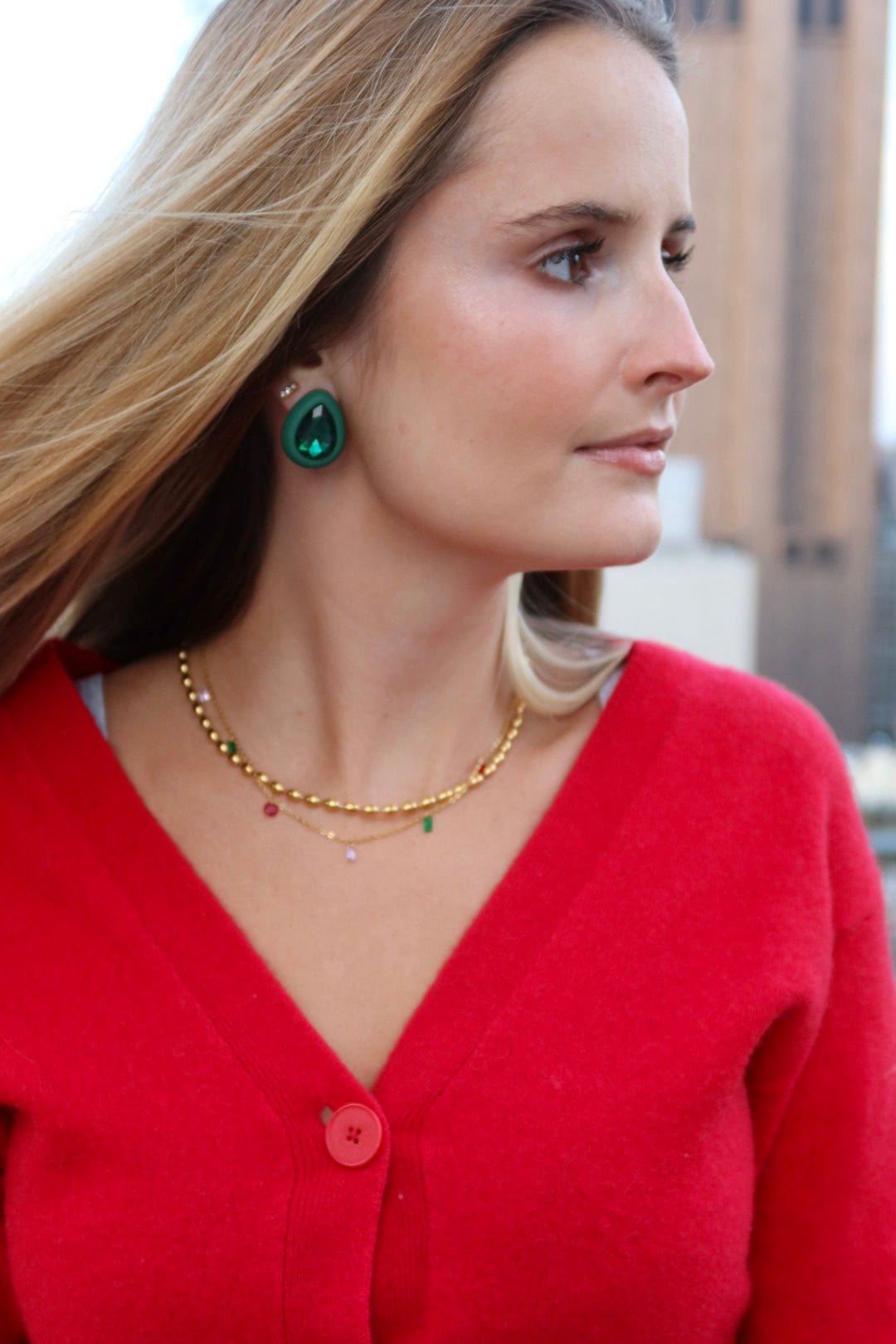 Eva Statement Earring - Green Pear - LINNY CO Wholesale