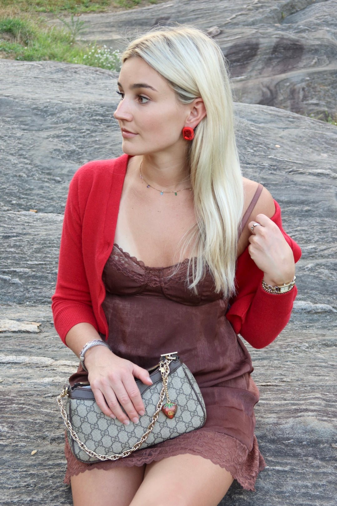 Eva Statement Earring - Red Rectangle - LINNY CO Wholesale