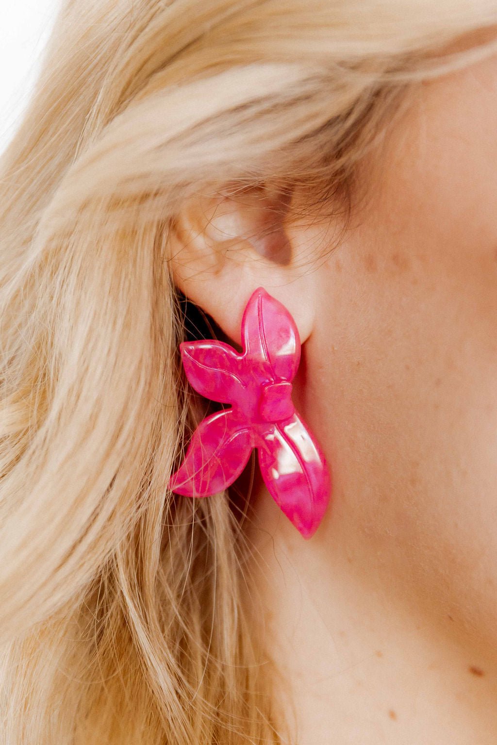 Fern Statement Earrings - Cosmic Pink - LINNY CO WholesaleAcetate