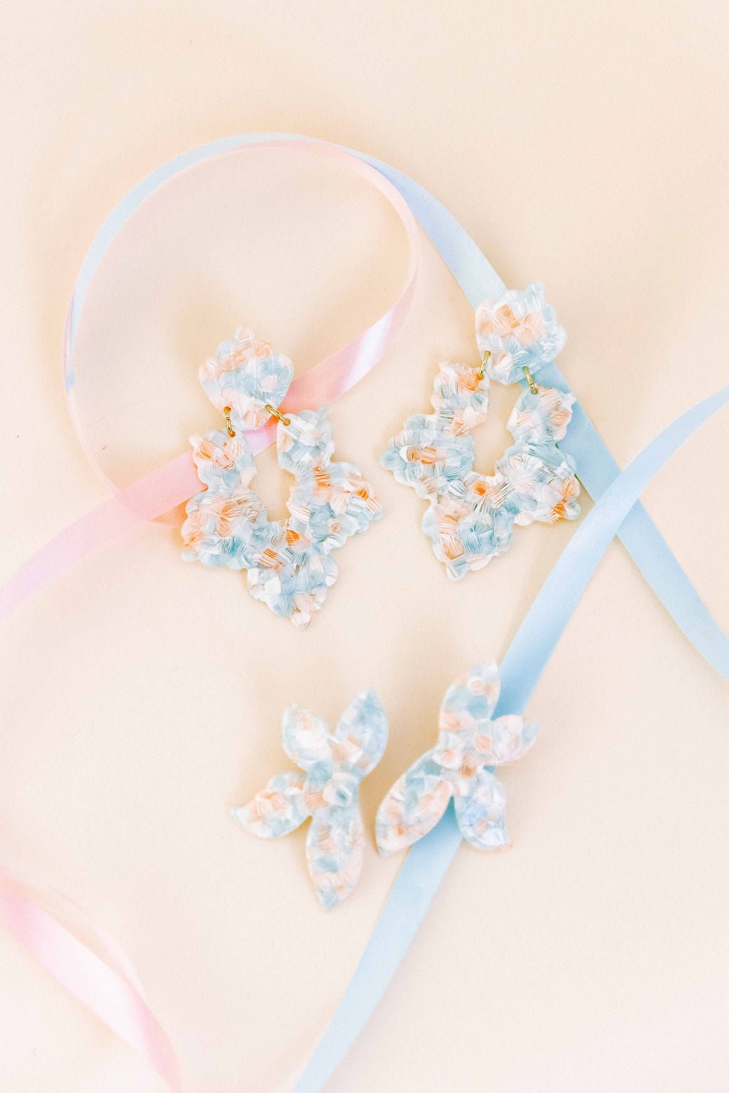Fern Statement Earrings - Mint Shell - LINNY CO WholesaleAcetate