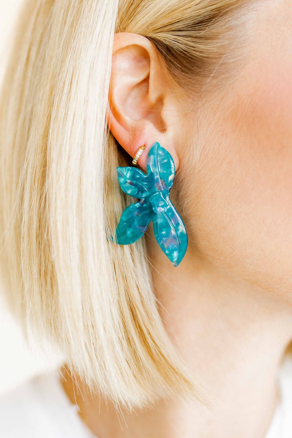 Fern Statement Earrings - Mystic Lagoon - LINNY CO WholesaleAcetate