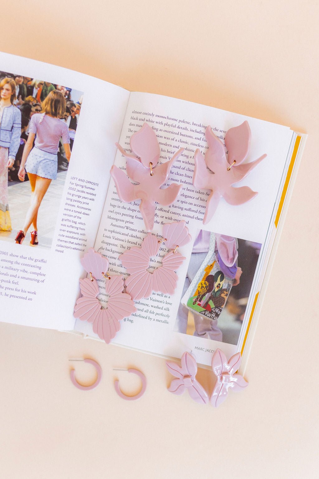 Fern Statement Earrings - Vintage Rose - LINNY CO WholesaleAcetate