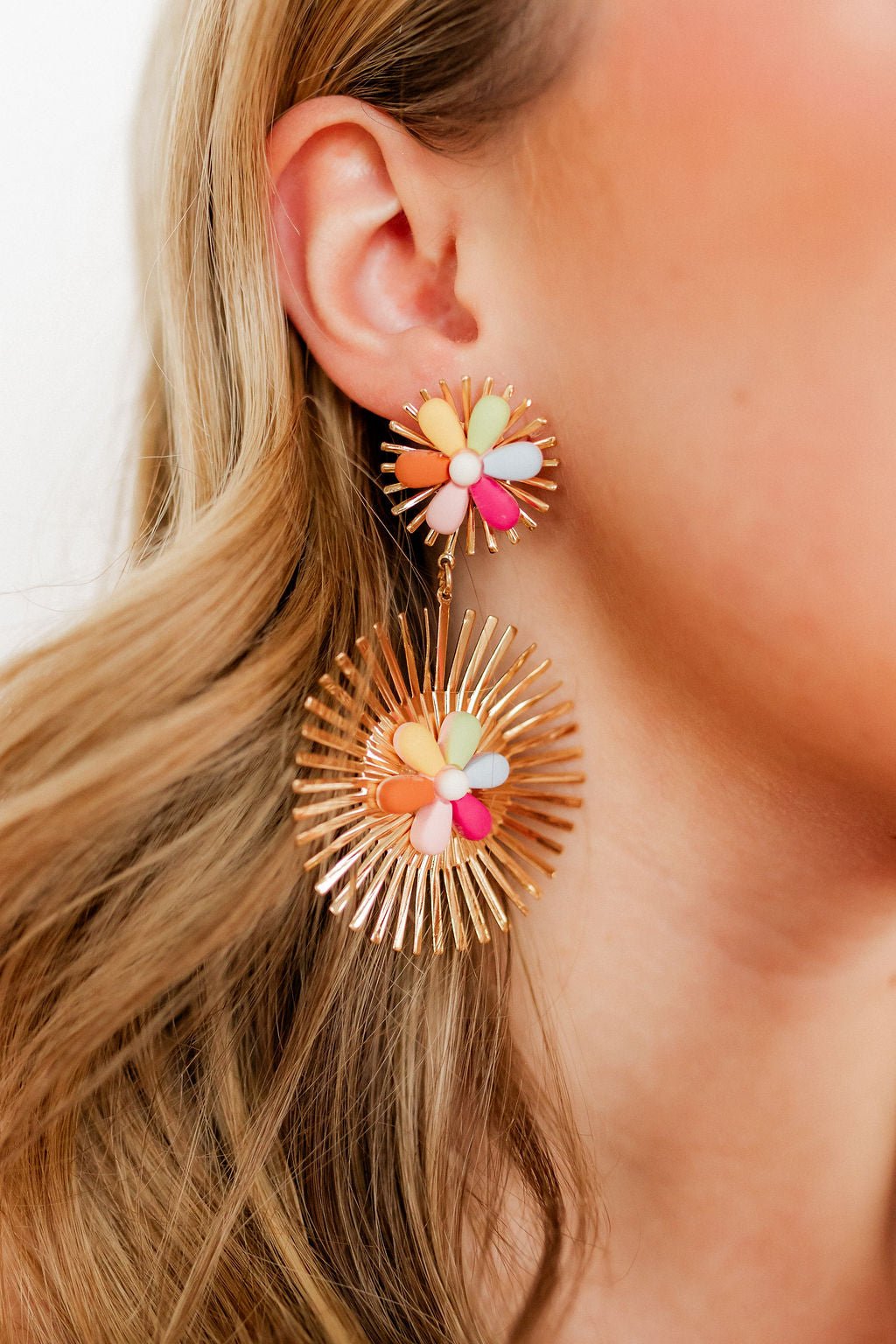 Fiona Statement Earrings - Multi - LINNY CO WholesaleMetals