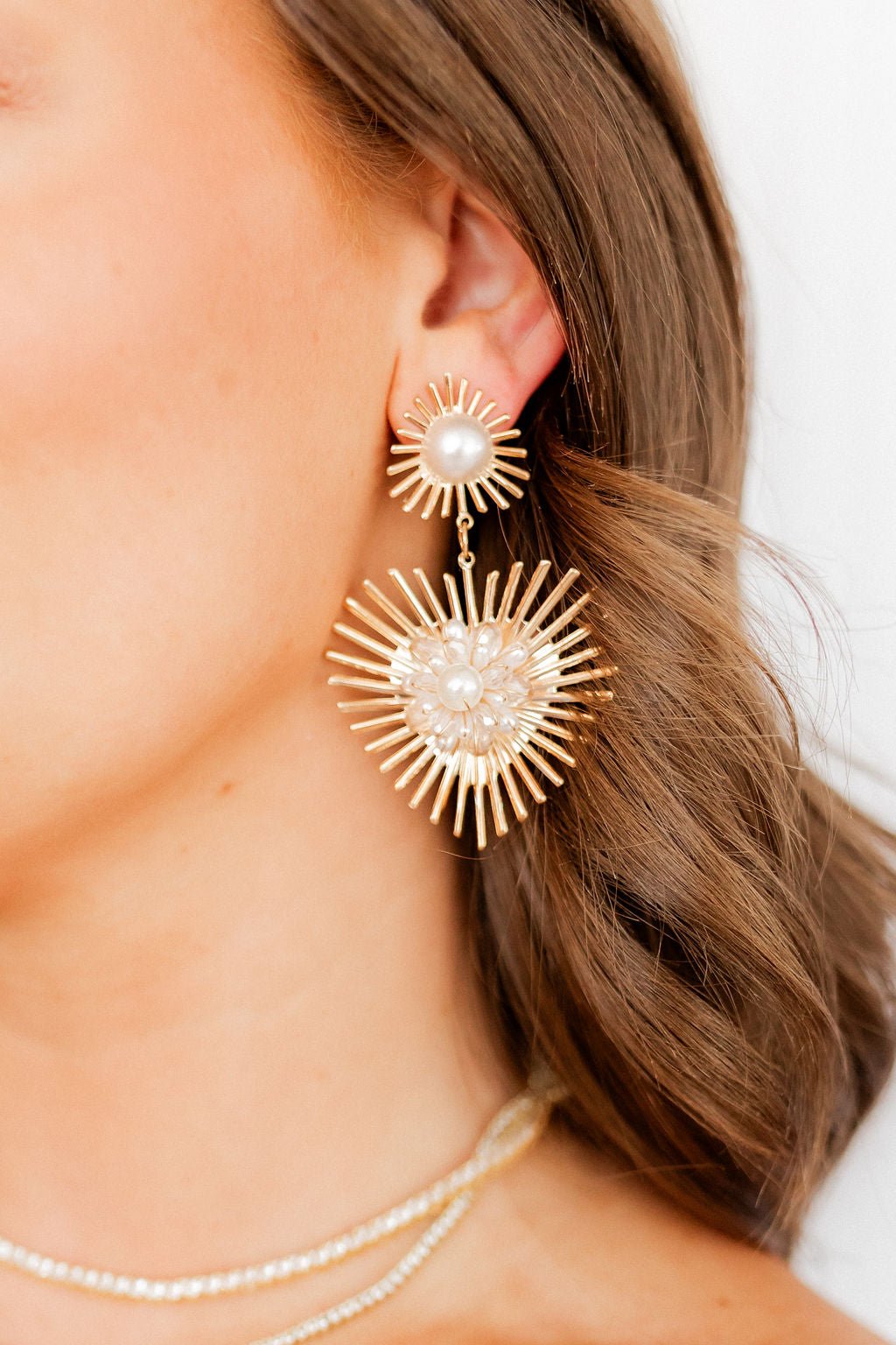 Fiona Statement Earrings - Pearl - LINNY CO WholesaleMetals