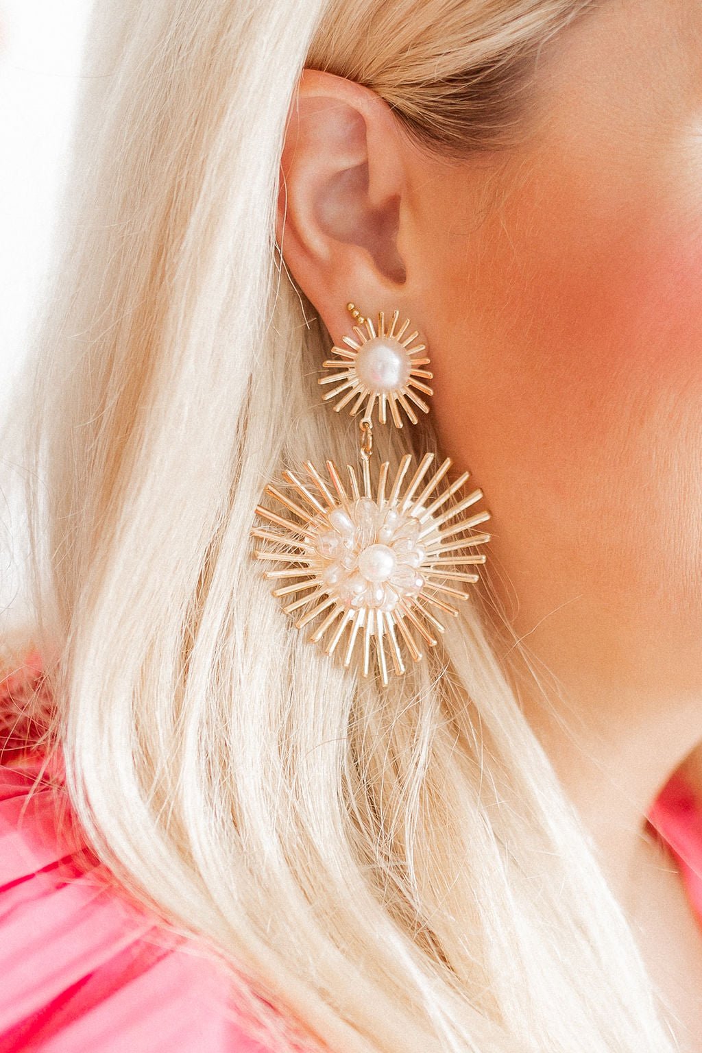 Fiona Statement Earrings - Pearl - LINNY CO WholesaleMetals