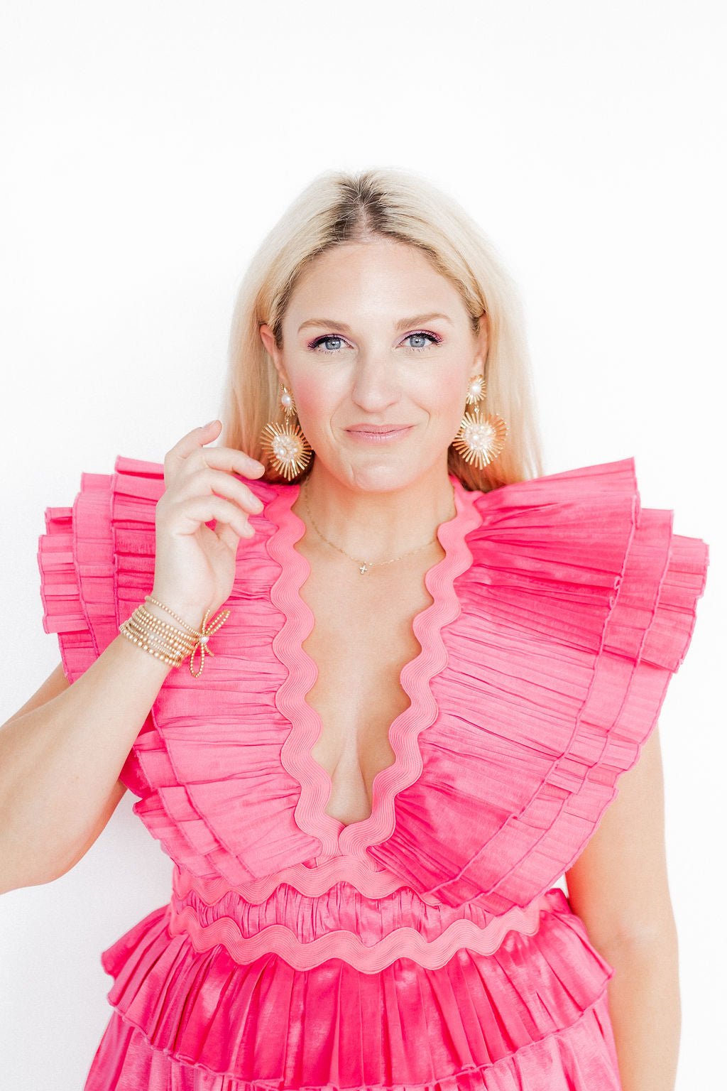 Fiona Statement Earrings - Pearl - LINNY CO WholesaleMetals