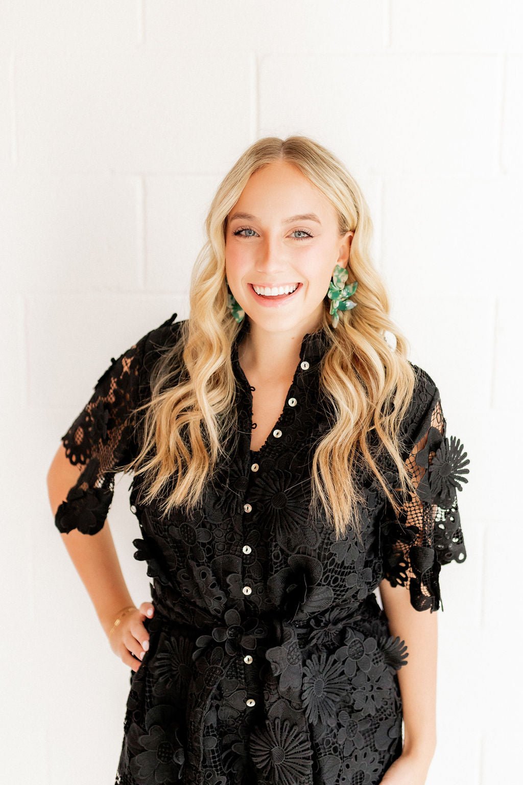 Flora Statement Earrings - Alpine Green - LINNY CO WholesaleAcetate