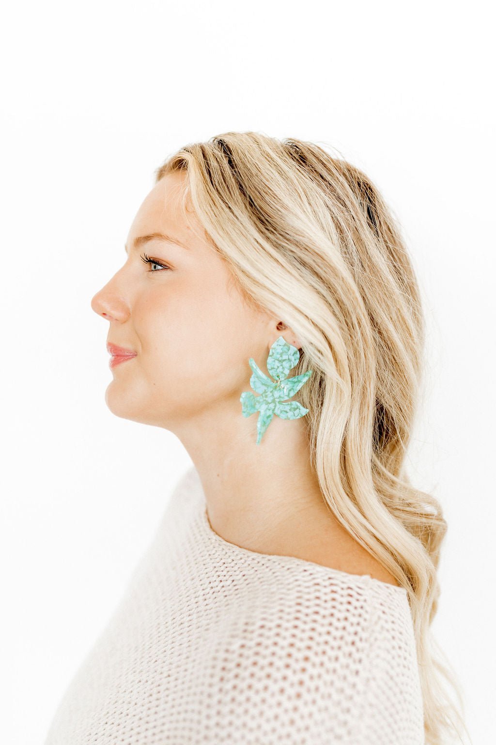 Flora Statement Earrings - Aquamarine - LINNY CO WholesaleAcetate