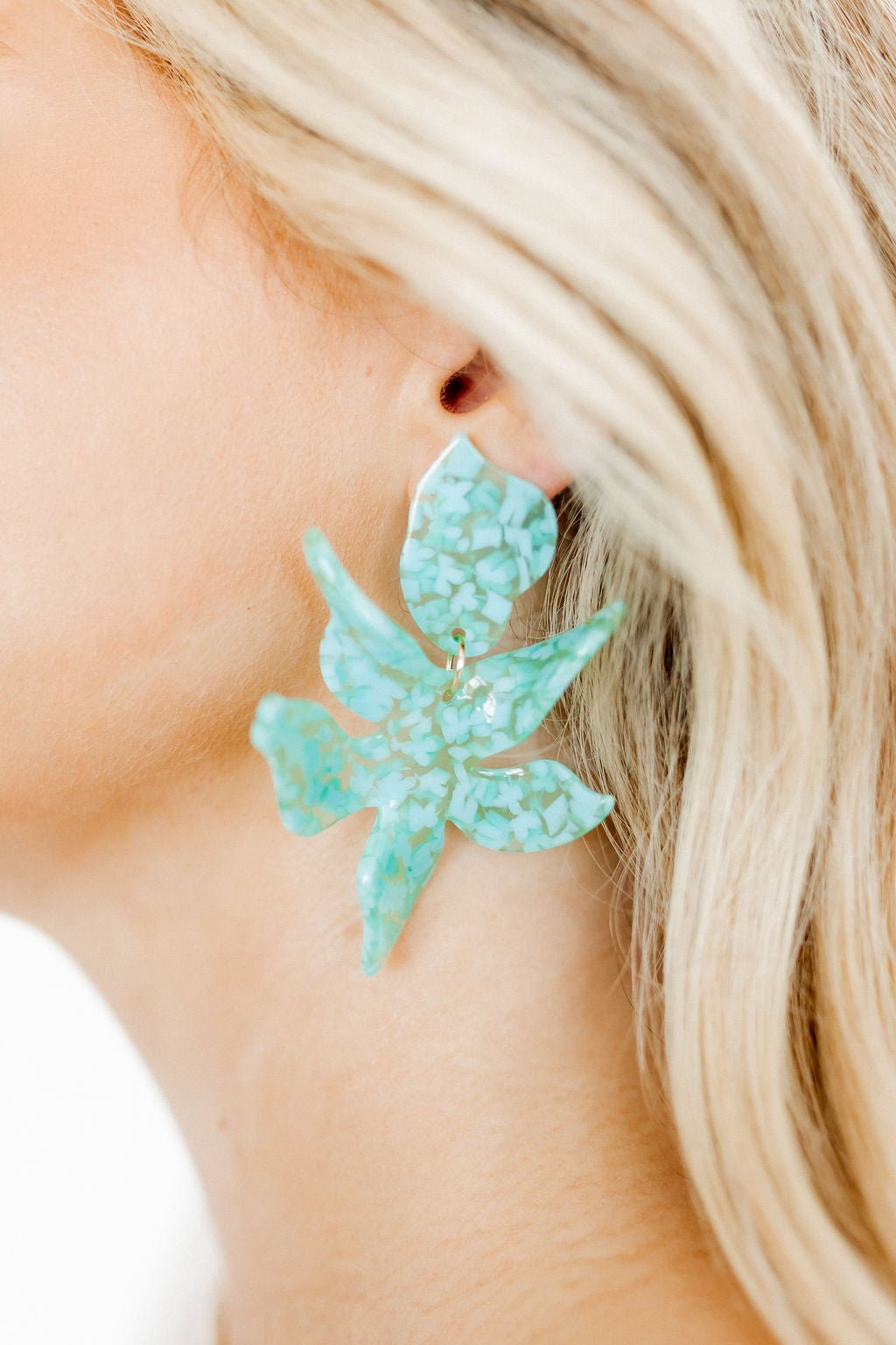 Flora Statement Earrings - Aquamarine - LINNY CO WholesaleAcetate