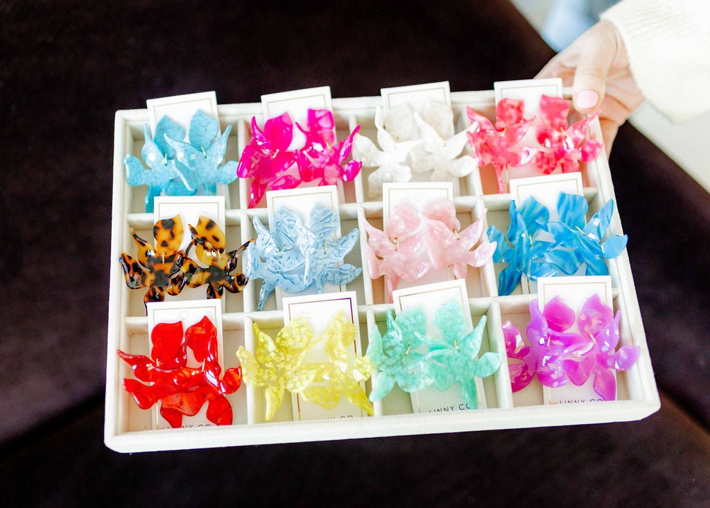 Flora Statement Earrings - Aquamarine - LINNY CO WholesaleAcetate