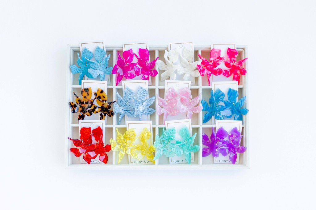 Flora Statement Earrings - Aquamarine - LINNY CO WholesaleAcetate