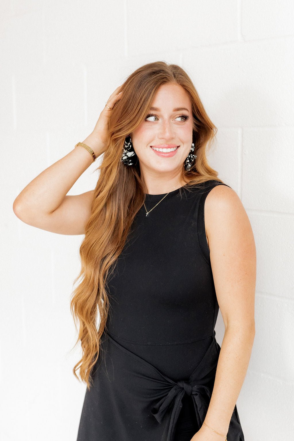 Flora Statement Earrings - Black & White - LINNY CO Wholesale