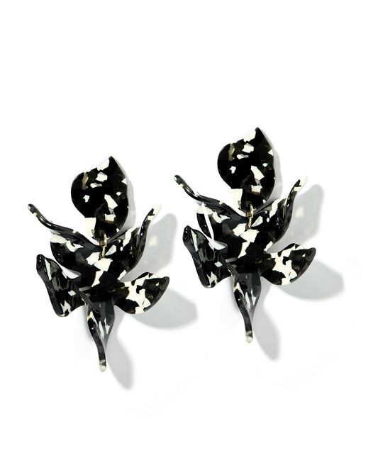 Flora Statement Earrings - Black & White - LINNY CO Wholesale