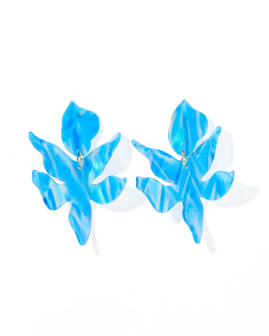 Flora Statement Earrings - Blue Iris - LINNY CO WholesaleAcetate