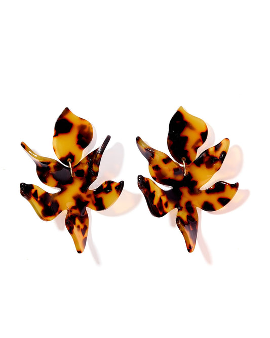 Flora Statement Earrings - Brown Tortoise - LINNY CO WholesaleAcetate