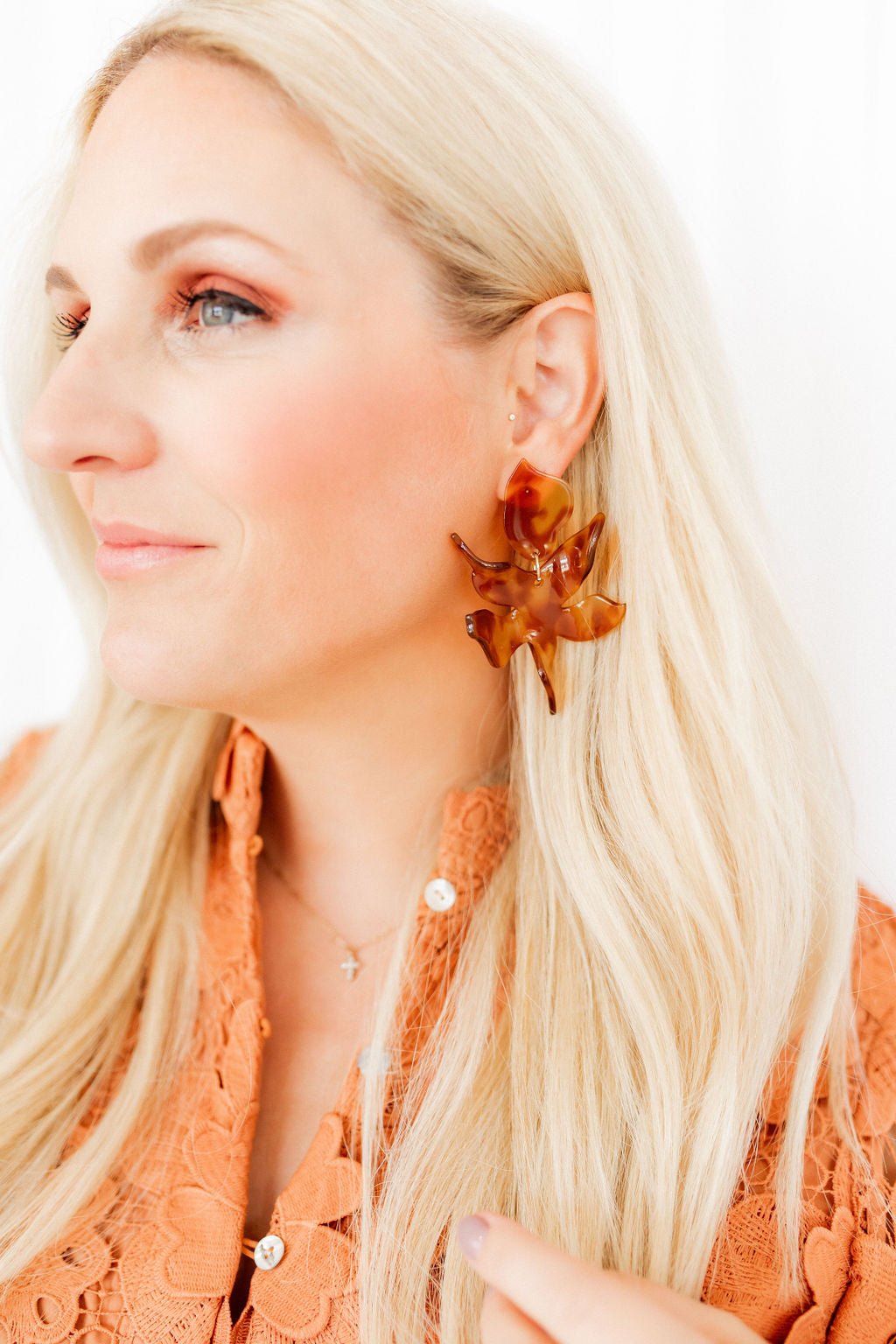 Flora Statement Earrings - Caramel - LINNY CO Wholesale