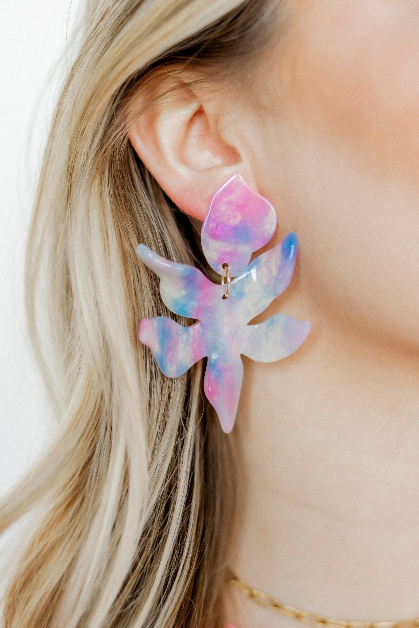 Flora Statement Earrings - Cotton Candy - LINNY CO WholesaleAcetate