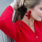 Flora Statement Earrings - Crimson - LINNY CO WholesaleAcetate