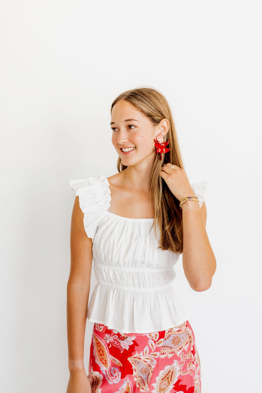Flora Statement Earrings - Crimson - LINNY CO WholesaleAcetate