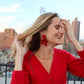 Flora Statement Earrings - Crimson - LINNY CO WholesaleAcetate