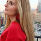 Flora Statement Earrings - Crimson - LINNY CO WholesaleAcetate