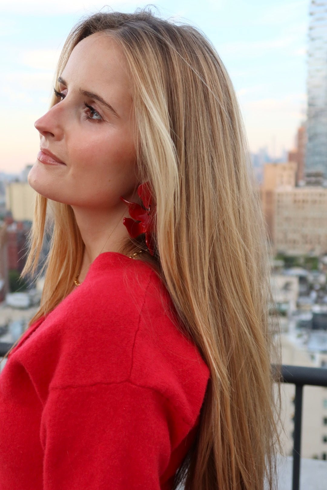 Flora Statement Earrings - Crimson - LINNY CO WholesaleAcetate
