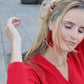 Flora Statement Earrings - Crimson - LINNY CO WholesaleAcetate