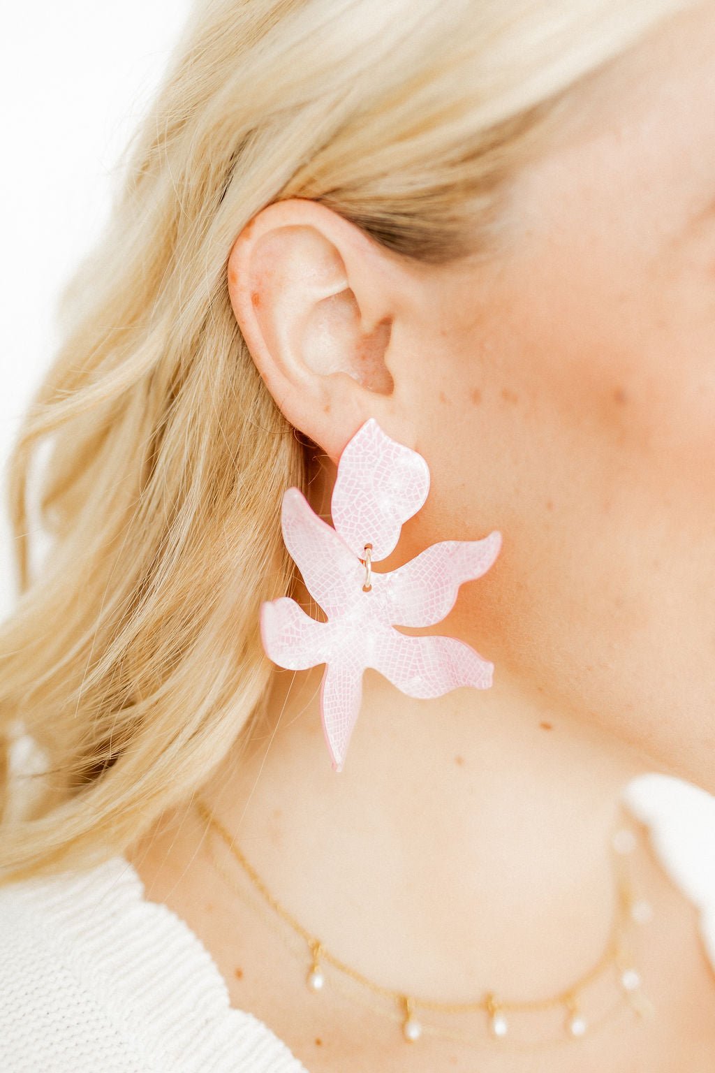 Flora Statement Earrings - Disco Pink - LINNY CO WholesaleAcetate