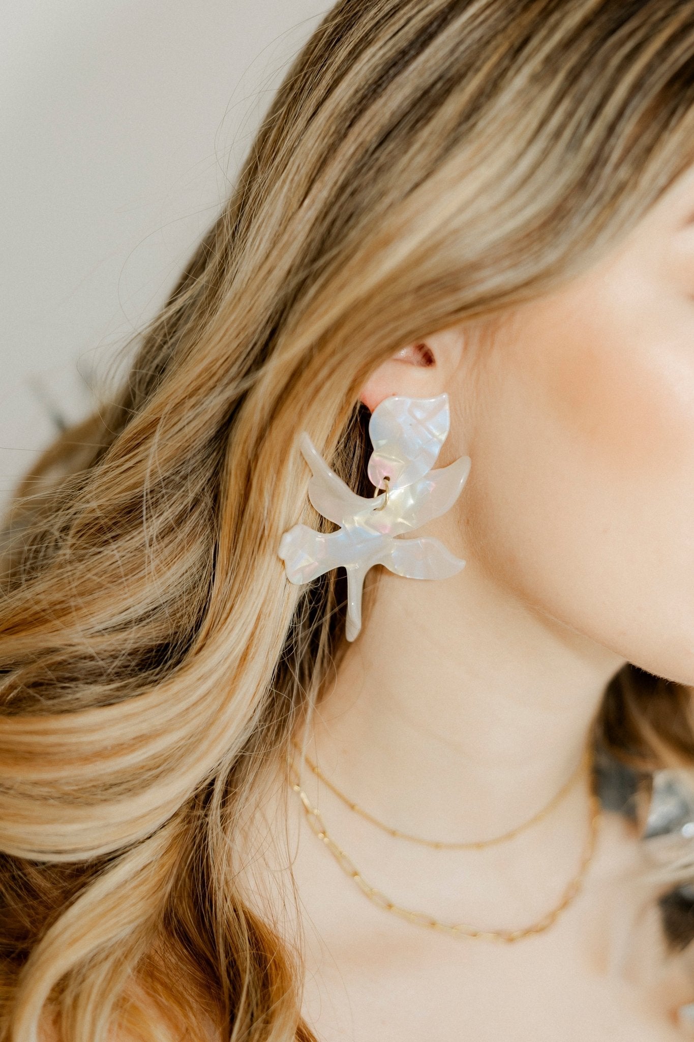 Flora Statement Earrings - Iridescent - LINNY CO WholesaleAcetate