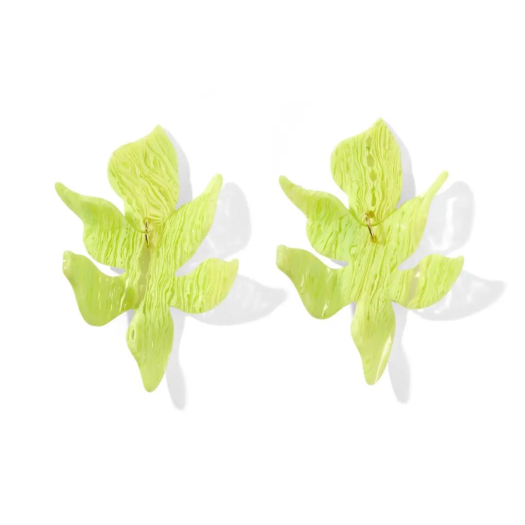 Flora Statement Earrings - Lime Zest - LINNY CO WholesaleAcetate