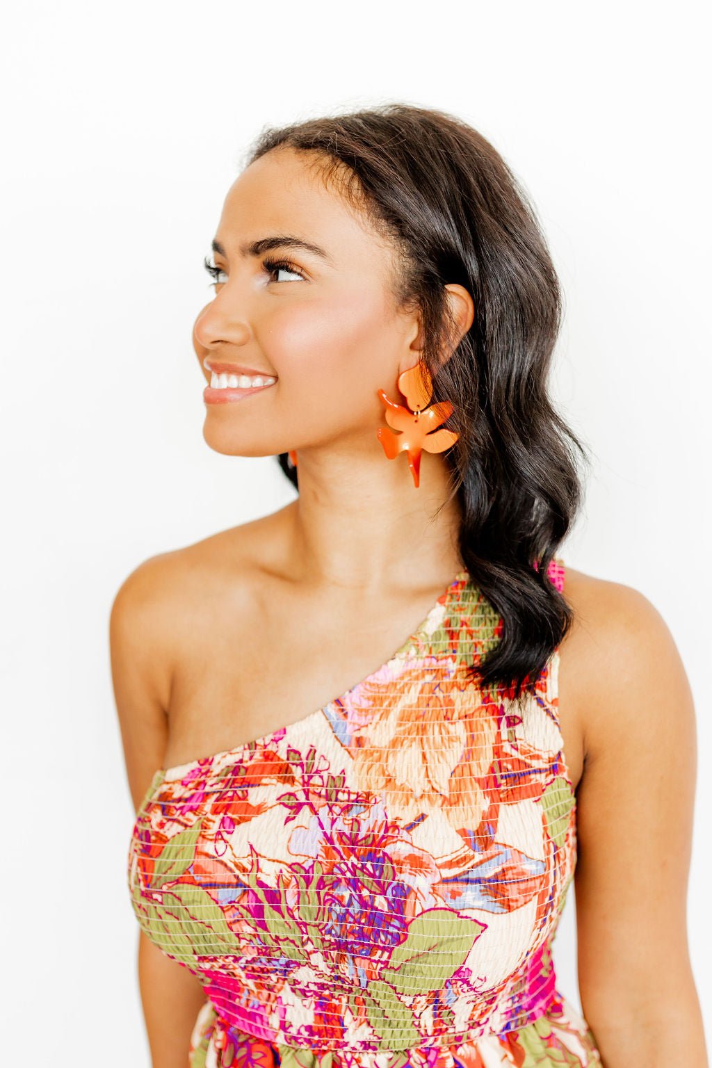 Flora Statement Earrings - Metallic Orange - LINNY CO WholesaleAcetate