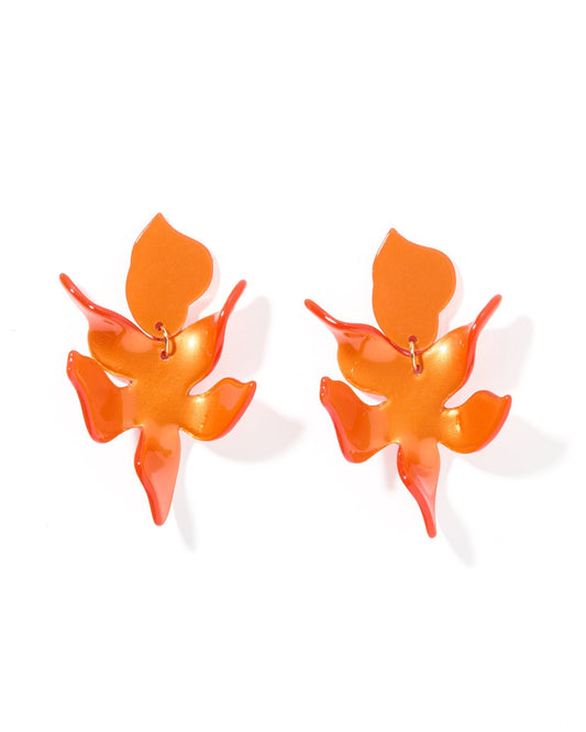 Flora Statement Earrings - Metallic Orange - LINNY CO WholesaleAcetate