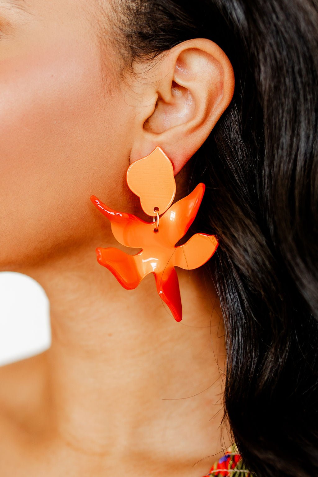 Flora Statement Earrings - Metallic Orange - LINNY CO WholesaleAcetate