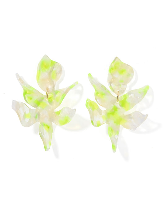 Flora Statement Earrings - Neon Yellow Clouds - LINNY CO WholesaleAcetate