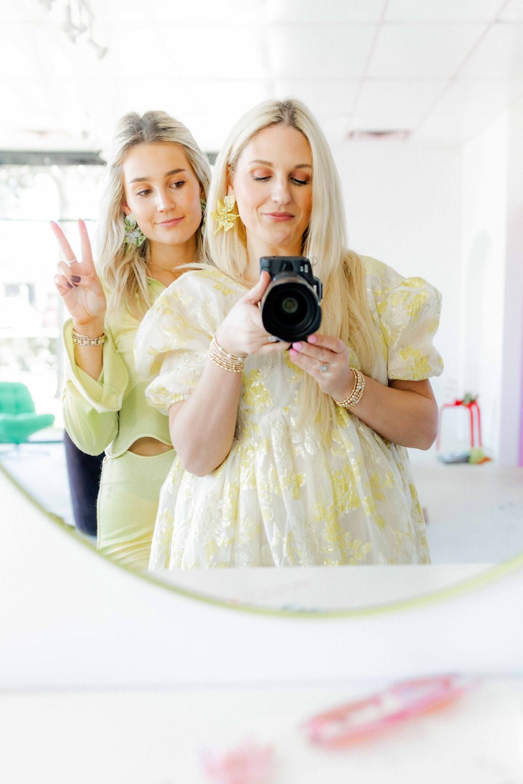 Flora Statement Earrings - Neon Yellow Clouds - LINNY CO WholesaleAcetate