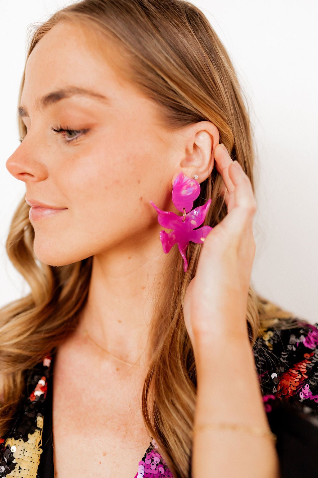 Flora Statement Earrings - Orchid Purple - LINNY CO WholesaleAcetate