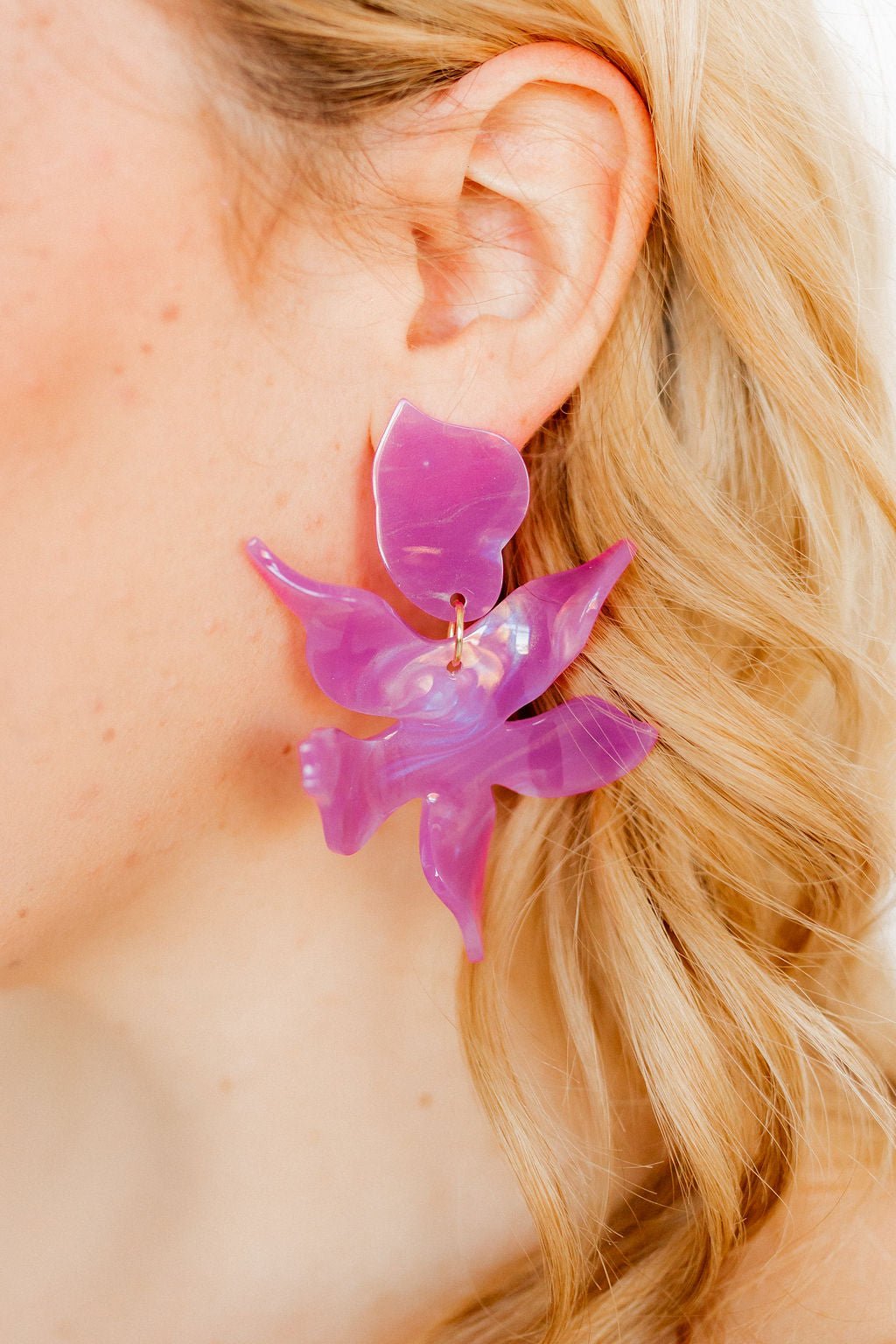 Flora Statement Earrings - Orchid Purple - LINNY CO WholesaleAcetate