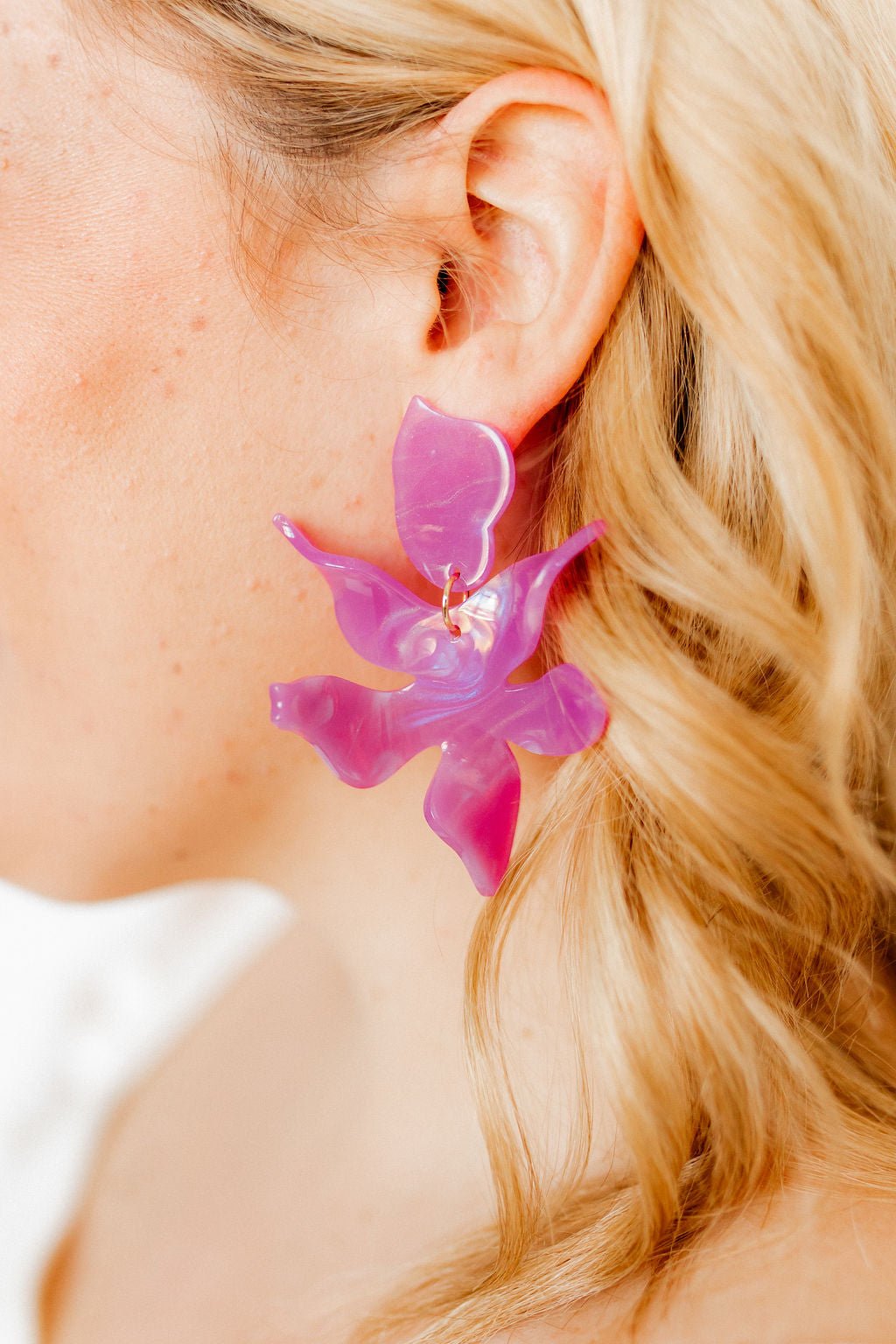 Flora Statement Earrings - Orchid Purple - LINNY CO WholesaleAcetate