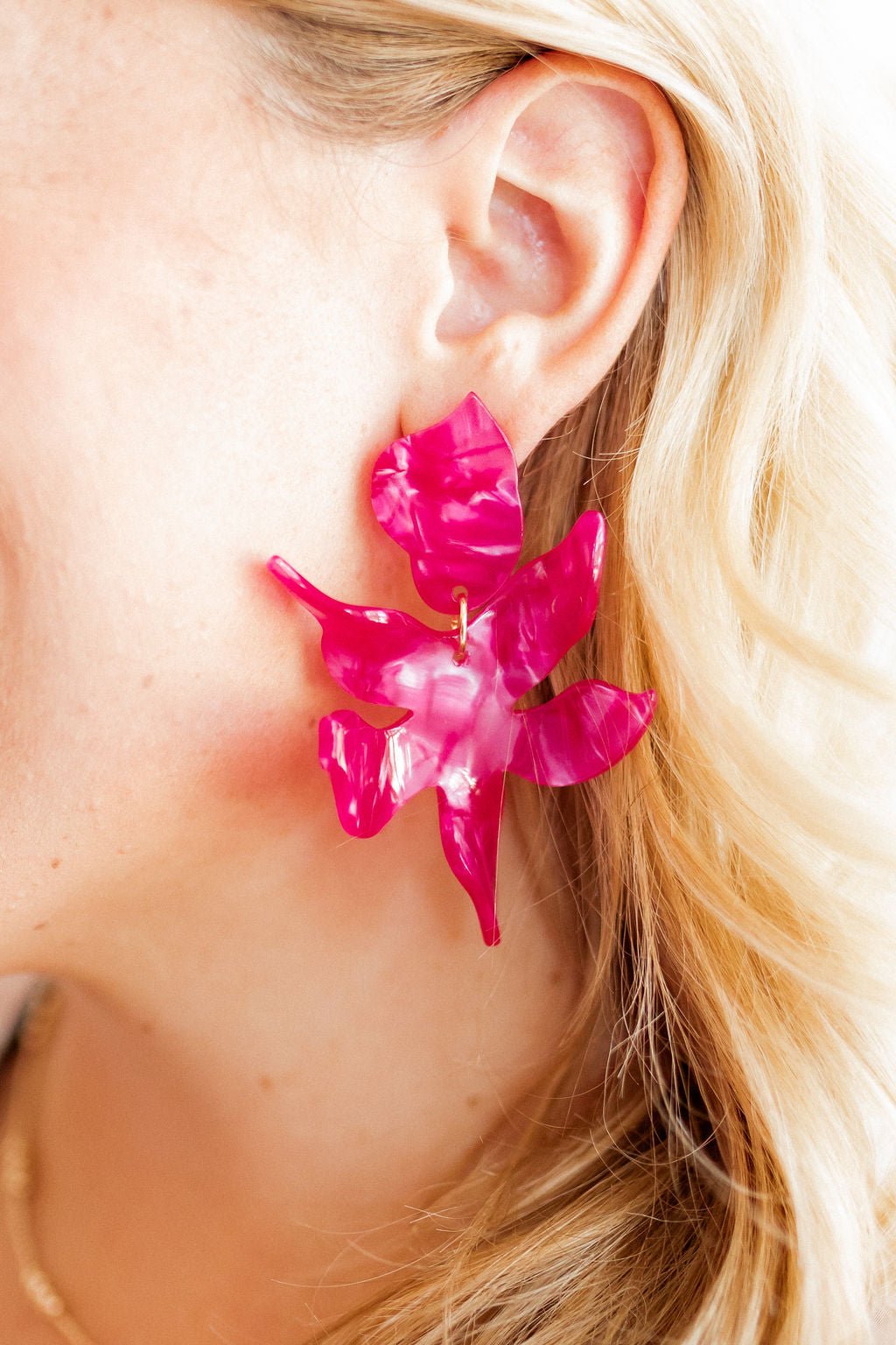 Flora Statement Earrings - Pearlized Pink - LINNY CO WholesaleAcetate