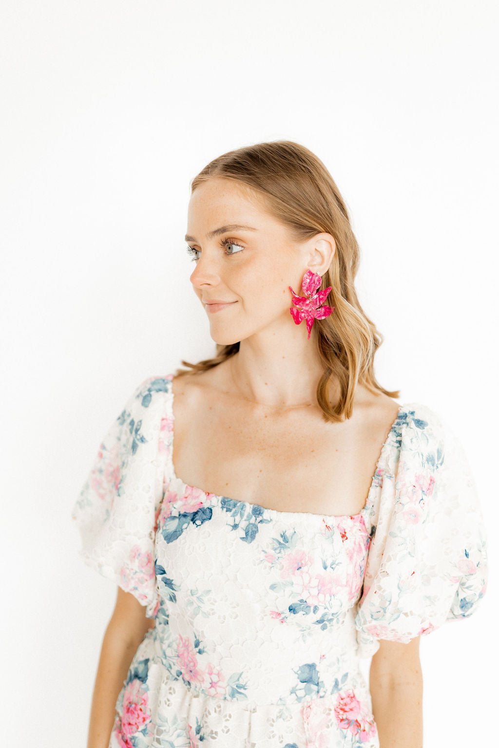Flora Statement Earrings - Pearlized Pink - LINNY CO WholesaleAcetate