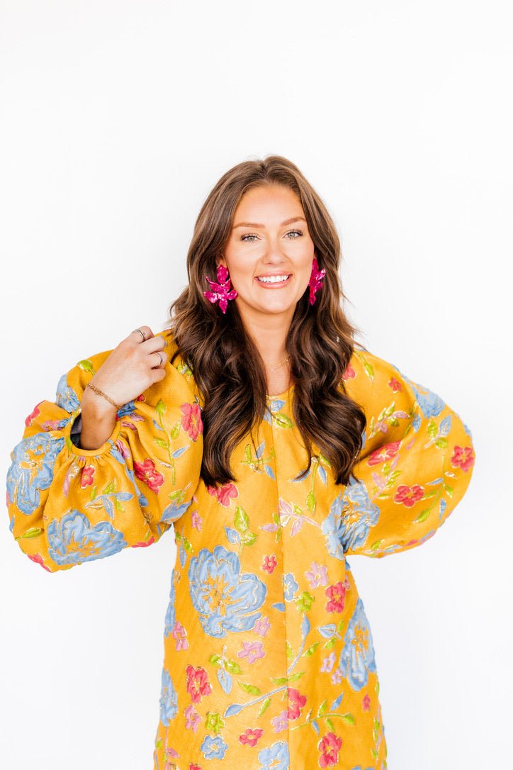 Flora Statement Earrings - Pearlized Pink - LINNY CO WholesaleAcetate