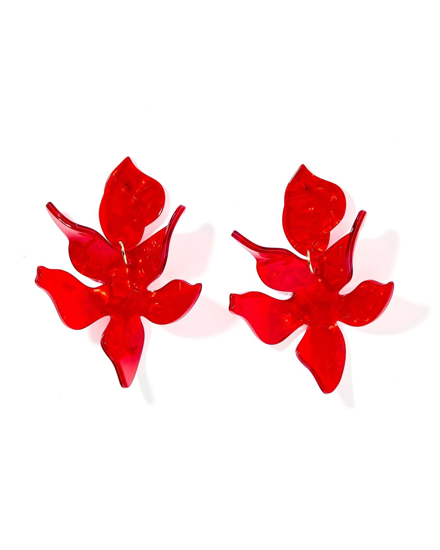 Flora Statement Earrings - Pearlized Red - LINNY CO WholesaleAcetate
