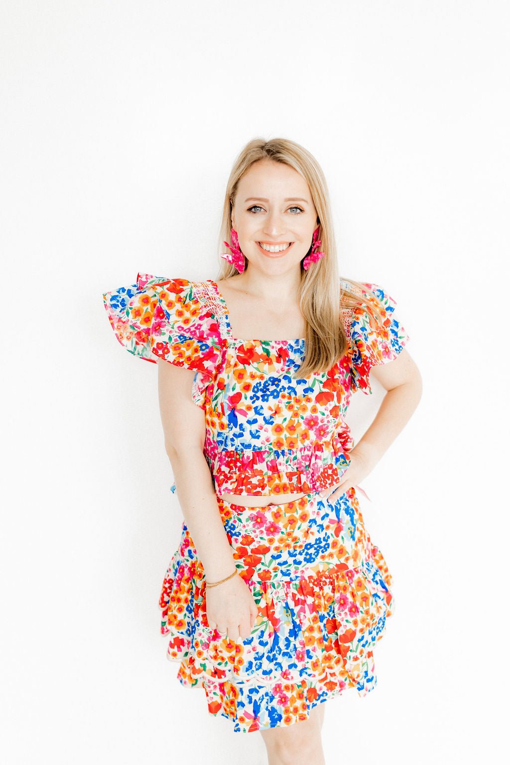 Flora Statement Earrings - Pink Party Punch - LINNY CO WholesaleAcetate