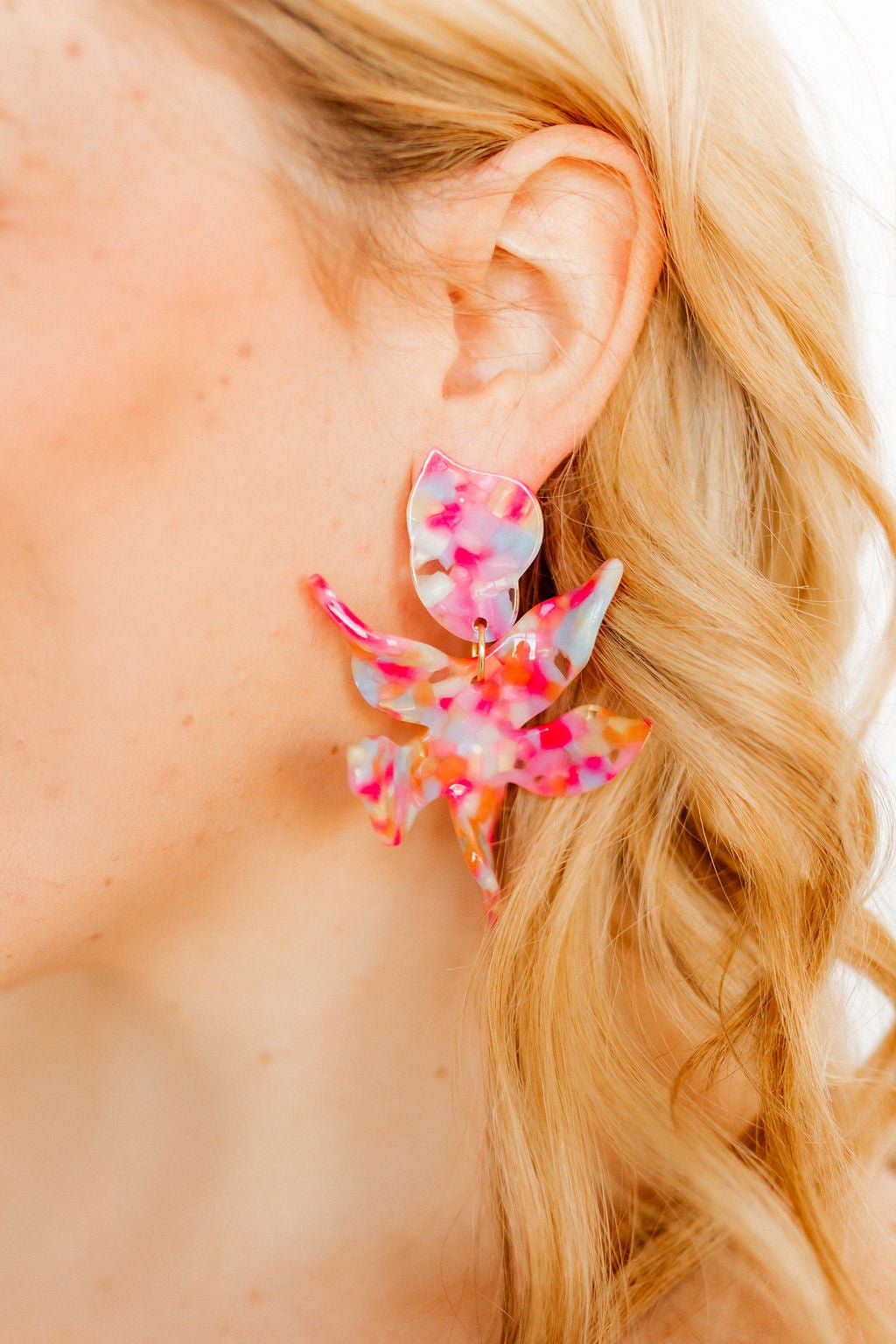 Flora Statement Earrings - Pink Sprinkles - LINNY CO WholesaleAcetate